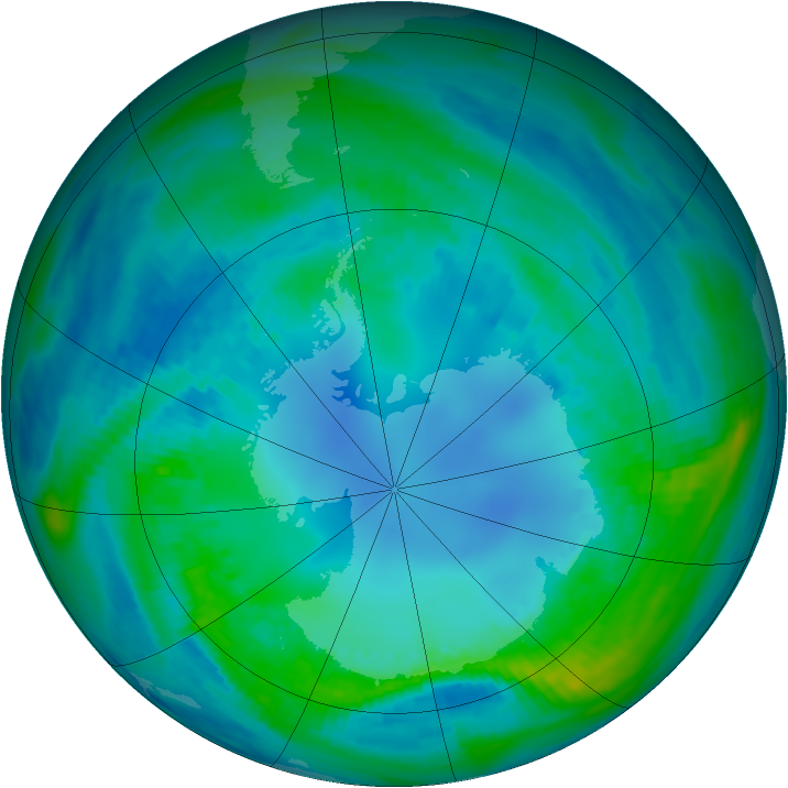 Antarctic ozone map for 28 April 1989
